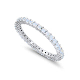 Full Eternity Wedding Band Round Simulated CZ Ring 925 Sterling Silver