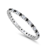 Stackable Band Ring Round Eternity Simulated CZ 925 Sterling Silver