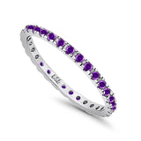 Stackable Band Ring Round Eternity Simulated CZ 925 Sterling Silver