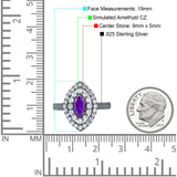 Marquise Vintage Halo Wedding Ring Simulated Cubic Zirconia 925 Sterling Silver