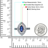 Marquise Vintage Halo Wedding Ring Simulated Cubic Zirconia 925 Sterling Silver