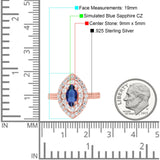 Marquise Vintage Halo Wedding Ring Simulated Cubic Zirconia 925 Sterling Silver
