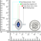 Marquise Vintage Halo Wedding Ring Simulated Cubic Zirconia 925 Sterling Silver