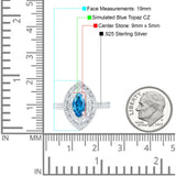Marquise Vintage Halo Wedding Ring Simulated Cubic Zirconia 925 Sterling Silver