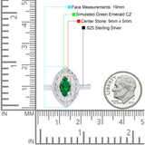 Marquise Vintage Halo Wedding Ring Simulated Cubic Zirconia 925 Sterling Silver