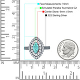 Marquise Vintage Halo Wedding Ring Simulated Cubic Zirconia 925 Sterling Silver