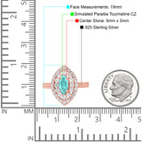 Marquise Vintage Halo Wedding Ring Simulated Cubic Zirconia 925 Sterling Silver