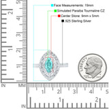 Marquise Vintage Halo Wedding Ring Simulated Cubic Zirconia 925 Sterling Silver