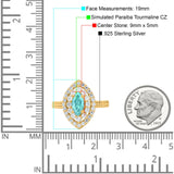 Marquise Vintage Halo Wedding Ring Simulated Cubic Zirconia 925 Sterling Silver