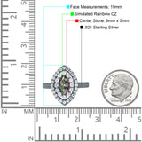 Marquise Vintage Halo Wedding Ring Simulated Cubic Zirconia 925 Sterling Silver