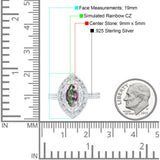 Marquise Vintage Halo Wedding Ring Simulated Cubic Zirconia 925 Sterling Silver