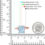 Swirl Engagement Ring Emerald Cut Simulated Cubic Zirconia 925 Sterling Silver
