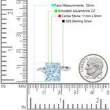 Swirl Engagement Ring Emerald Cut Simulated Cubic Zirconia 925 Sterling Silver