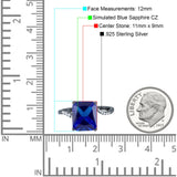 Swirl Engagement Ring Emerald Cut Simulated Cubic Zirconia 925 Sterling Silver