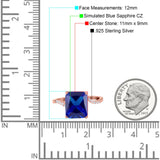 Swirl Engagement Ring Emerald Cut Simulated Cubic Zirconia 925 Sterling Silver