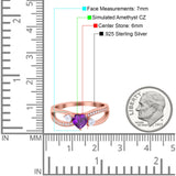 Heart Art Deco Engagement Promise Ring Simulated Cubic Zirconia 925 Sterling Silver