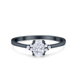 Art Deco Oval Engagement Ring Cubic Zirconia 925 Sterling Silver