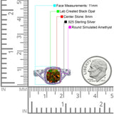 Cushion Wedding Ring Simulated Amethyst Cubic Zirconia 925 Sterling Silver