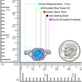 Cushion Wedding Ring Simulated Amethyst Cubic Zirconia 925 Sterling Silver