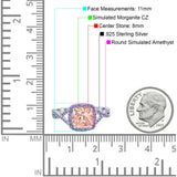 Cushion Wedding Ring Simulated Amethyst Cubic Zirconia 925 Sterling Silver