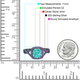 Cushion Wedding Ring Simulated Amethyst Cubic Zirconia 925 Sterling Silver