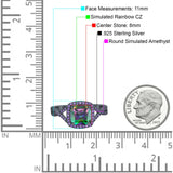 Cushion Wedding Ring Simulated Amethyst Cubic Zirconia 925 Sterling Silver