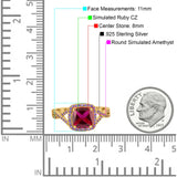 Cushion Wedding Ring Simulated Amethyst Cubic Zirconia 925 Sterling Silver
