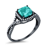 Halo Infinity Shank Engagement Ring Cushion Simulated Cubic Zirconia 925 Sterling Silver