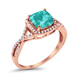 Halo Infinity Shank Engagement Ring Cushion Simulated Cubic Zirconia 925 Sterling Silver