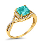 Halo Infinity Shank Engagement Ring Cushion Simulated Cubic Zirconia 925 Sterling Silver