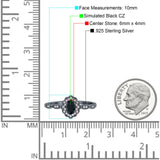 Halo Art Deco Oval Wedding Engagement Ring Simulated Cubic Zirconia 925 Sterling Silver