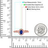 Halo Art Deco Oval Wedding Engagement Ring Simulated Cubic Zirconia 925 Sterling Silver