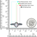 Halo Art Deco Oval Wedding Engagement Ring Simulated Cubic Zirconia 925 Sterling Silver