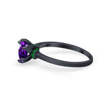 Simulated Emerald Accent Cubic Zirconia 925 Sterling Silver Wedding Ring