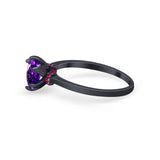 Simulated Ruby Accent Cubic Zirconia Wedding Bridal Ring 925 Sterling Silver