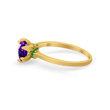 Simulated Emerald Accent Cubic Zirconia 925 Sterling Silver Wedding Ring
