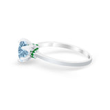 Simulated Emerald Accent Cubic Zirconia 925 Sterling Silver Wedding Ring
