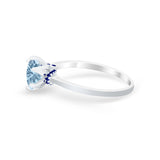 Simulated Sapphire Accent Cubic Zirconia Wedding Ring 925 Sterling Silver