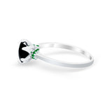 Simulated Emerald Accent Cubic Zirconia 925 Sterling Silver Wedding Ring