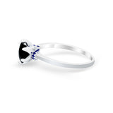 Simulated Sapphire Accent Cubic Zirconia Wedding Ring 925 Sterling Silver