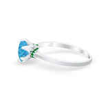 Simulated Emerald Accent Cubic Zirconia 925 Sterling Silver Wedding Ring