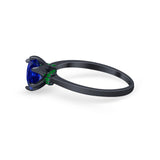 Simulated Emerald Accent Cubic Zirconia 925 Sterling Silver Wedding Ring