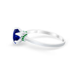 Simulated Emerald Accent Cubic Zirconia 925 Sterling Silver Wedding Ring