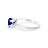 Simulated Sapphire Accent Cubic Zirconia Wedding Ring 925 Sterling Silver