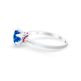 Simulated Ruby Accent Cubic Zirconia Wedding Bridal Ring 925 Sterling Silver