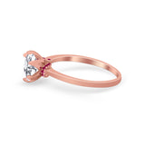 Simulated Ruby Accent Cubic Zirconia Wedding Bridal Ring 925 Sterling Silver