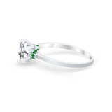 Simulated Emerald Accent Cubic Zirconia 925 Sterling Silver Wedding Ring