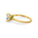 Simulated Emerald Accent Cubic Zirconia 925 Sterling Silver Wedding Ring