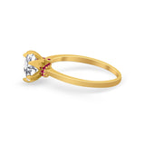 Simulated Ruby Accent Cubic Zirconia Wedding Bridal Ring 925 Sterling Silver