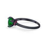 Simulated Ruby Accent Cubic Zirconia Wedding Bridal Ring 925 Sterling Silver